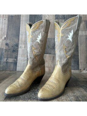 Dan Post 4231 Suede Leather Inlay Western Cowboy Boots Womens 7.5 C